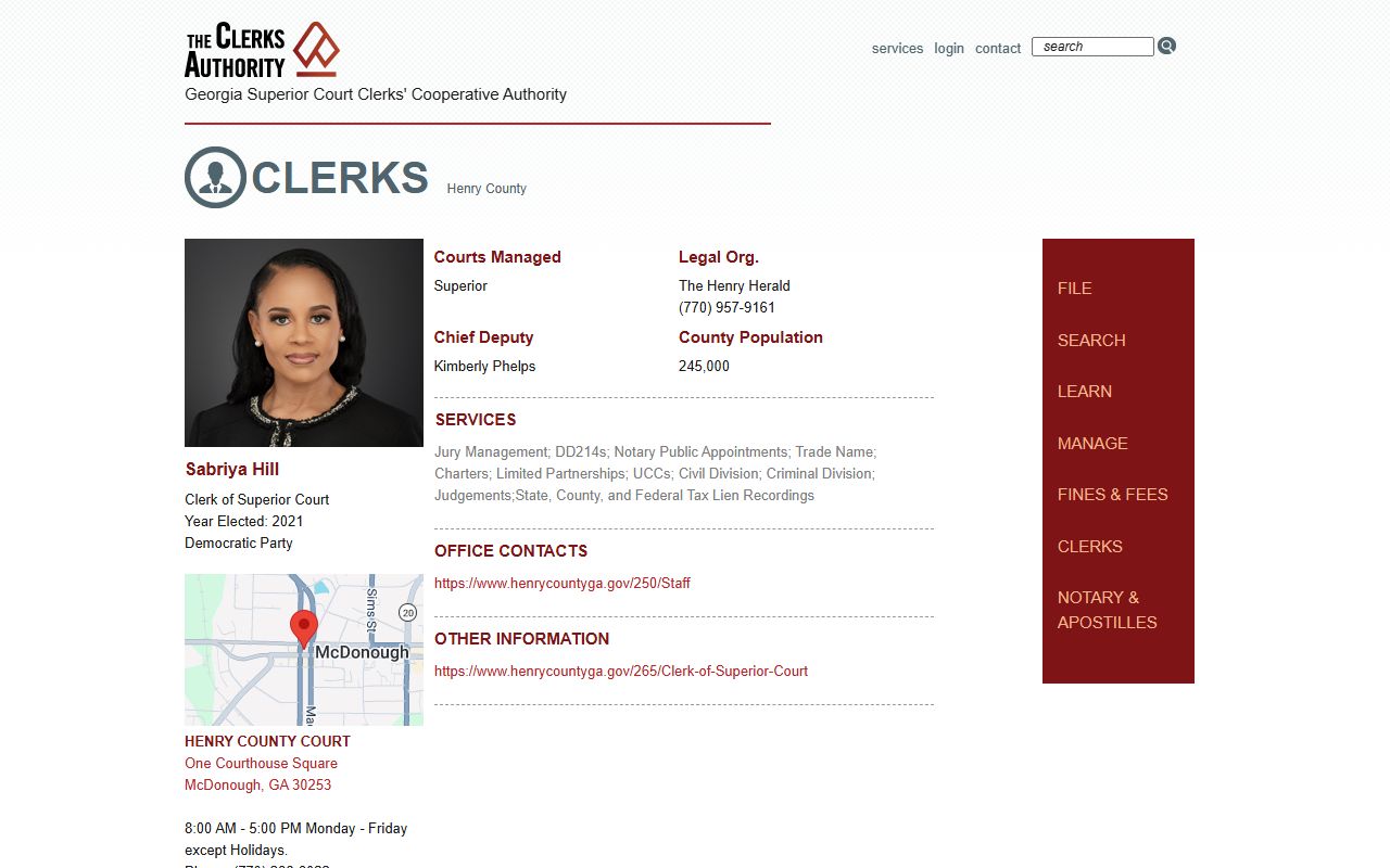Henry County Clerk of Superior Court GSCCCA profile
