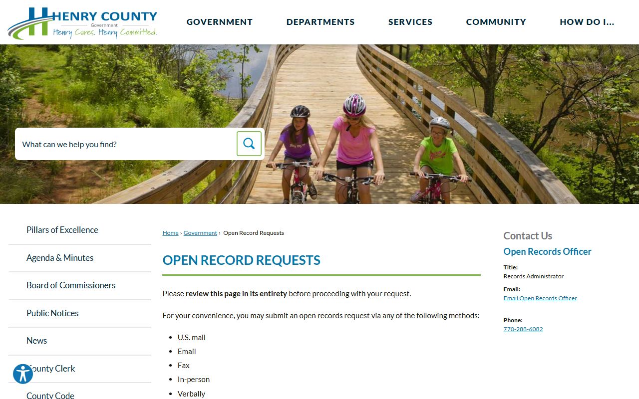 Henry County Clerk of Superior Court open records routing