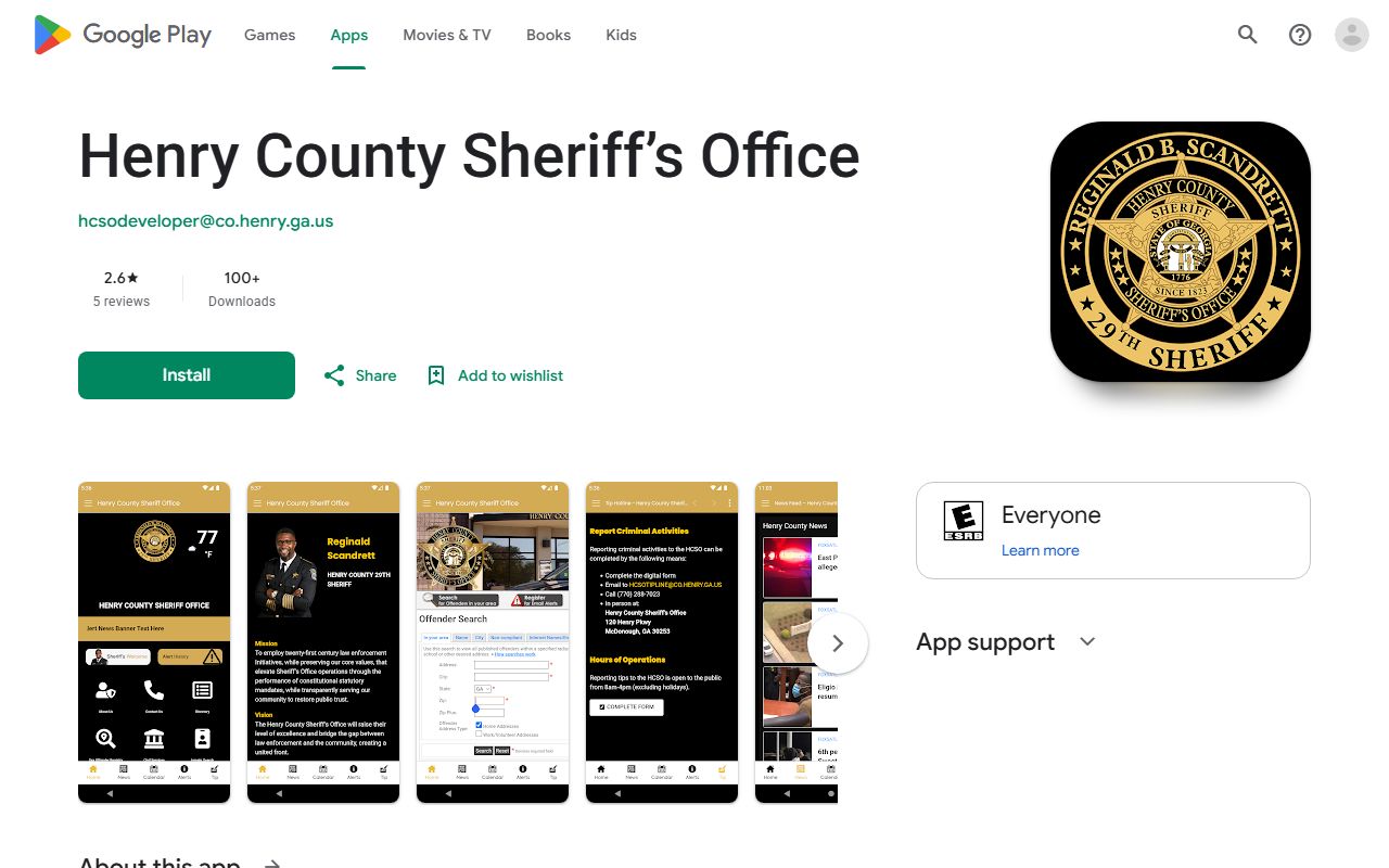 Henry County arrest records sheriff app listing