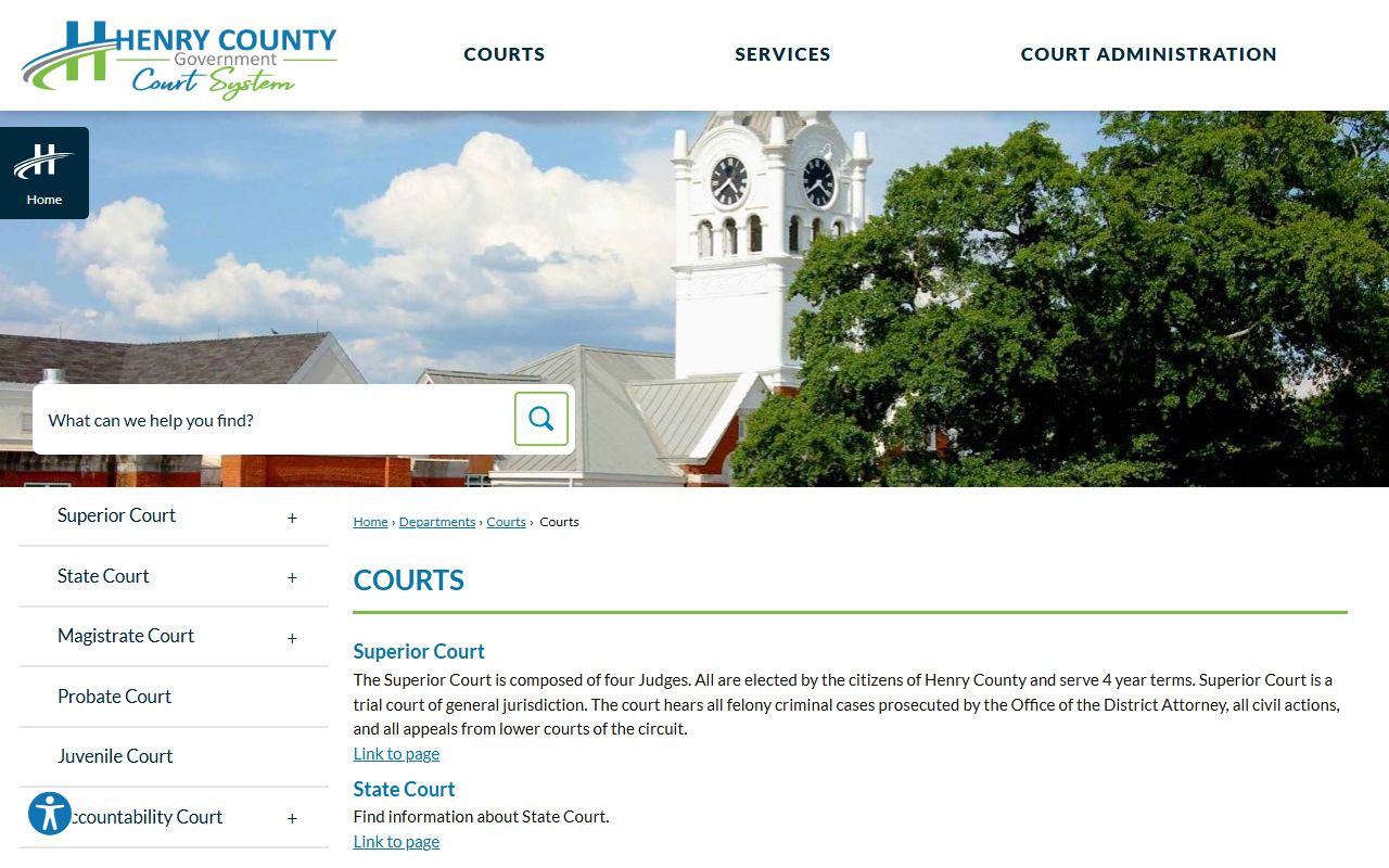 Henry County court records courts landing page