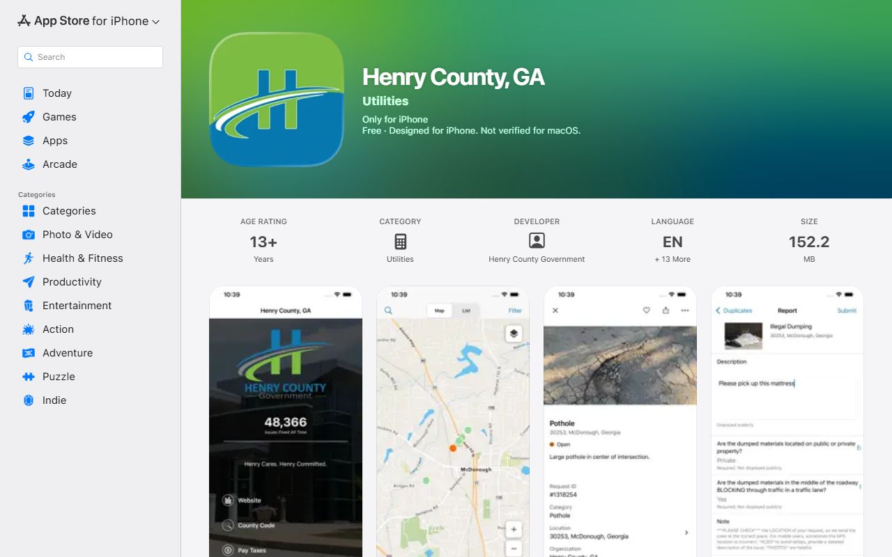 Henry County court records government app listing