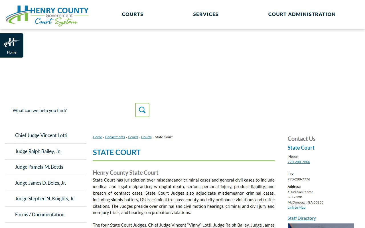 Henry County court records State Court page