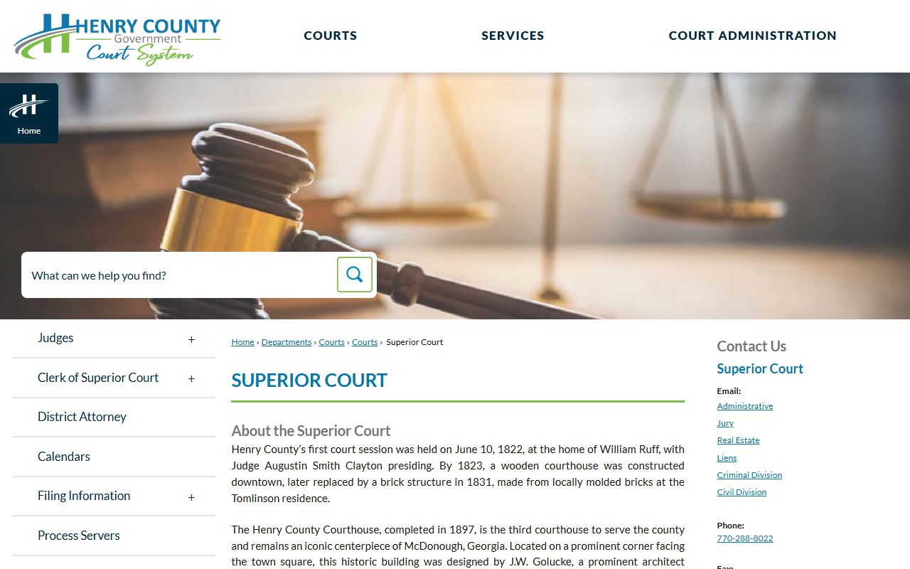 Henry County court records Superior Court page