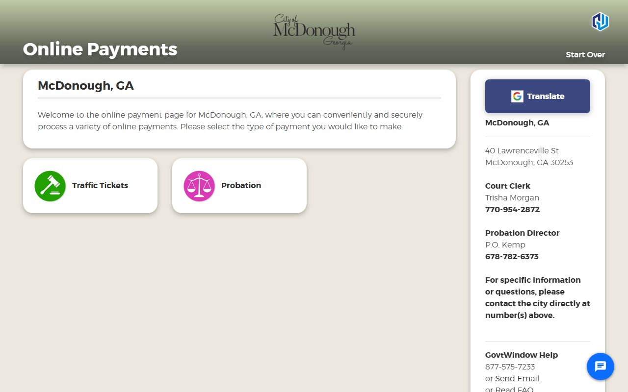 Henry County traffic court records McDonough Government Window payment portal
