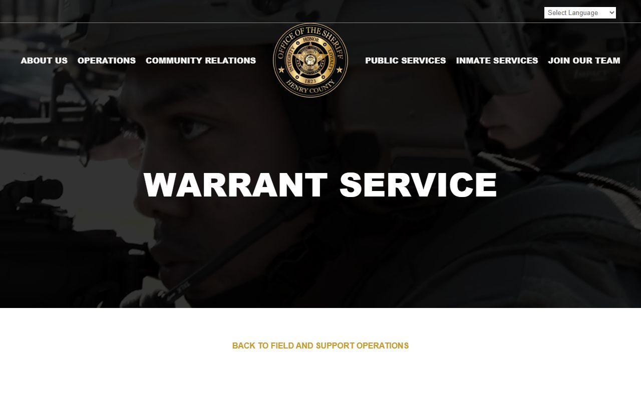 Henry County warrant search sheriff warrant service page